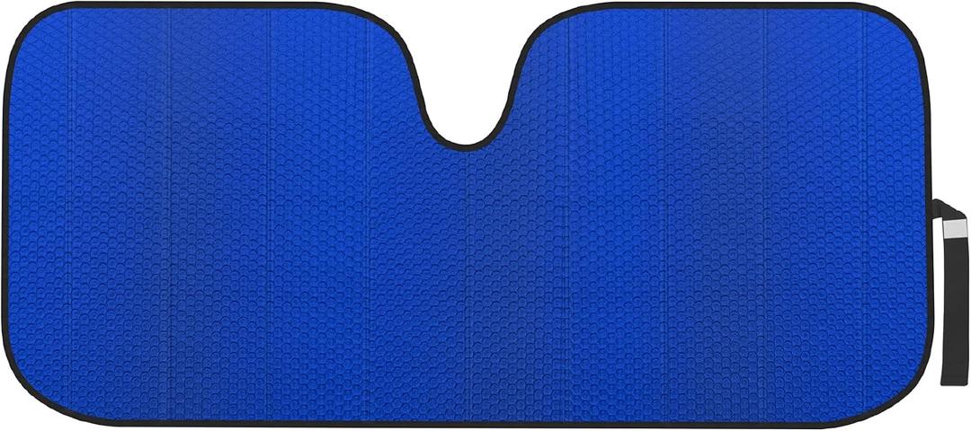 Motor Trend Accordion Blue Car Windshield Sun Shade - Car Sun Visor Sun Shade for Windshield - Window Shades for SUV & Truck - Dash Cover Sun Protection Window Shade Accessories - 58" x 24"