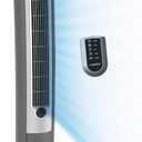 Wind Curve Tower Fan with Lonizer and Remote, with on-Board Storage Location, Auto Shut-Off Timer, Multi-Function Remote Control, Suitable for Bedroom, Living Room, Office, Etc, Black
