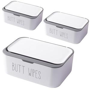 illikkuyax 3 Pack Flushable Butt Wipes Dispenser for Bathroom Toilet Wipes Container for Baby Adult, Chic Nursery Bathroom Decor, 7.48"L x 5.12"W x 2.95"H little broken