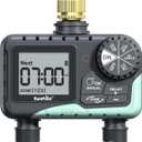 RAINPOINT Water Timer for Garden Hose - Sprinkler Timer with Brass Swivel - Rain Delay/Manual Watering/Automatic Irrigation Programmable Faucet for Yard, 2 Outlet