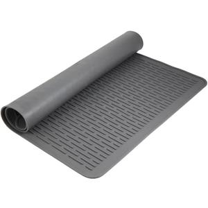 Dish Drying Mat for Kitchen, Heat Resistant Waterproof Foldable Anti-Slip Silicone Mat,Glass Cooktop Protector,Stove Top Cover for Electric Stove(Gray, 28''L x 20''W)