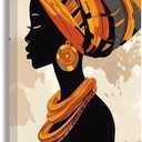 ZXHYWYM African Women Wall Art Traditional Black Girl Portrait Picture Africa Tribal Ethnic Ancient Tribe Painting Prints Vintage Style Canvas Vertical Artwork, 8.00" x 16.00"