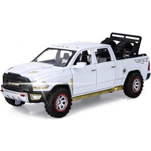 SASBSC Toy Trucks for Boys Age 3-5 Pickup Truck Toys for 3 4 5 6 7 8 Year Old Boys Diecast Metal Trucks with Light and Sound Pull Back Toy Cars for 3+ Years Kids Gifts (White)