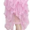 C-ZOFEK Women's Tulle Skirt, High Low Ruffle Layered Fairy Skirt for Dress Costume(Multicolor) (Pink)