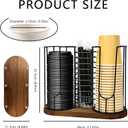 Coffee Cup Holder,18oz Cup and Lid Organizer, Cup Dispenser Rack with Wood Base, Suitable for Countertop Use, Kitchen, Coffee BarStoring Paper Cups, Straws, Lids, Tea Bags(3-Compartment)
