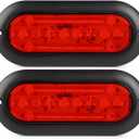 LIGBT 2Pcs 6 inch Oval led Truck Trailer Tail Lights 21 LED 6" Red Stop Turn Brake Light Trailer Marker Lights LED Strobe Lights Surface Mount Waterproof for Boat Trailer Truck RV Tractor