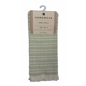 Home Wear Hand Towels Set of 2, 15"x25" Sage