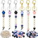 Landical 342 Pcs DIY Bead Keychain Kit Colorful Silicone Bead Personalized Letter Jewelry for DIY Key Ring Women Teacher Gift (Elegant)