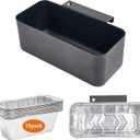 Griddle Grease Catcher and 10-Pack Aluminum Drip Pans for Blackstone 17'' 22'' 28'' 30'' 36'' Griddles, Grease Cup with Aluminum Foil Drip Pan Liners for Blackstone Flat Top Griddles Replacement Part