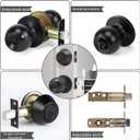 Front Door Lock Set Exterior Door Lock Set with Deadbolt, Single Cylinder Deadbolt Lock and Door Knob Set, Keyed Alike,Matte Black Door Knob and Deadbolt Set(1Pack Set)