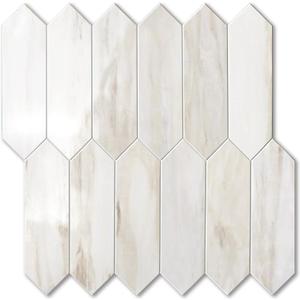 Vamos Tile Glossy Wood Marble Grain Backsplash Tile Peel and Stick, 12.8 x 12.8 Inch 10 Sheets Long Hexagon PVC Self Adhesive Mosaic Wall Tiles Stick on Backsplash for Kitchen and Bathroom