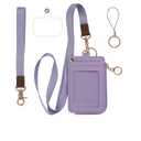 2-in-1 ID Badge Holder & Lanyard Wallet - Multi-Use Womens Small Wallet with Removable Wristlet & Neck Lanyard, Clear Window, 5 Card Slots, Phone Holder, Ring Keychain - Purple
