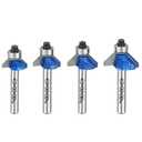 MNA 4 Pcs 45 Degree Chamfer Router Bits Set,1/4 Inch Shank Cutting Diameter in 1/4, 5/16, 3/8, 1/2. Ideal for Angled Edges, Clean Edge
