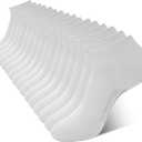 BAMBOO COOL Men's Athletic Ankle Socks Cushioned Moisture Wicking, Low Cut Running Mesh Socks Arch Support, 8 Pack (White, L)