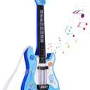 Kids Toddler Baby Childrens Electric Toy Guitar with Strap Ideal for 3 4 5 7 8 Year Old Boys Girls Gifts(Blue)