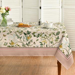 Horaldaily Spring Summer Pink Tablecloth, 60×140 Inch Rectangular, Butterfly Floral Blossom, Seasonal Washable Table Cover for Birthday Party Home Dinner Kitchen Table Decor