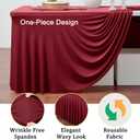 2 Pack Burgundy Spandex Table Clothes for 6 Foot Rectangle Tables, Wrinkle Free Fitted Table Cover 6ft Maroon Stretch Tablecloths with Skirt for Parties Weddings Birthday Banquet Baby Shower