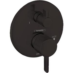 hansgrohe Ecostat Modern Pressure Balance Shower Valve Trim with Diverter in Matte Black, 04447670