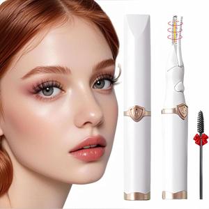Heated Eyelash Curler, 2-in-1 Clip-Type Design, 3 Temperature Modes, USB Rechargeable Electric Eyelash Curler, Natural Curling 24H Long-Lasting Curl, Gift for Women & Girls, Beige-DA
