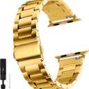 Thin Stainless Steel Band Compatible with Apple Watch 38mm/40mm/41mm, Slim Gold Watch Band for Women, Metal Band Compatible with Apple Watch Series 10/9/8/7/6/5/4/3/2/1/SE/Ultra