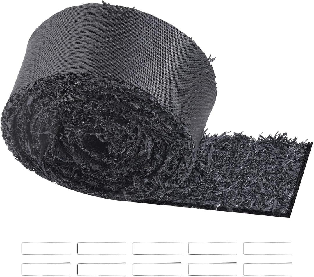 VEVOR Recycled Rubber Mulch Mat 120 x 4.5 in, Permanent Rubber Mulch for Landscaping, Black Mulch Garden Edging Border for Plants, Vegetables & Flower Garden Barrier