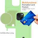 2 x Designed for iPhone 15 Case, Liquid Silicone, Multi-Functional Card Pocket with Lanyard Strap, Adjustable Rope, Shockproof All-Round Protection, TPU Soft Phone Case for iPhone 15, Mint