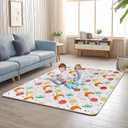 Baby Play Mat, 50 x 50 Inch Thickened Play Mat Perfect for Use Baby Playpen, Foldable Playmat for Floor, Portable Activity PlayMats for Babies and Toddlers, Super Soft&Warm, Machine-wash (Planet Pattern)