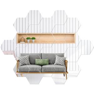 Jetec Hexagonal Mirror Glass Wall Mirror Bulk Self Adhesive Mirror Flat Flexible Wall Glass for Table Centerpieces for Bedroom Bathroom Home Living Room Decor Craft(24 Pcs,5 x 4.3 x 2.5 Inch)