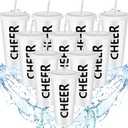 Layhit Cheerleading Plastic Tumbler with Lids and Straws Cheer Teams Gifts Cups Bulk 24 oz Reusable Cheer Cups for Team Party Supplies, (White,12 Sets)