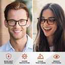 AMBEYE TR90 Blue Light Glasses - Bluelight Blocker, Anti Eyestrain, UV Protection, Rectangle Frame & Clear Lens for Men Women (Tortoiseshell)