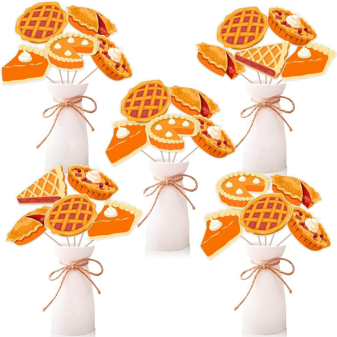 24 Pcs Cutie Pie Birthday Centerpiece Sticks Pie Baby Shower Table Decorations Orange Pie Pizza Table Toppers for Boys and Girls Baking Cookie First Birthday Party Supplies