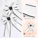 5 x 2PCS Hair Bows for Girls White Bowknot Hair Clips BarrettesLeather Bows with Long Tail Hair Accessories for Girls Toddlers Teens Kids