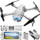 Drone with 1080P Camera - Foldable Remote Control Quadcopter with Gesture Control, 3D Flip, One Key Start, Emergency Stop, 2 Batteries, Easier to use, Toy for Adults Beginners, Grey