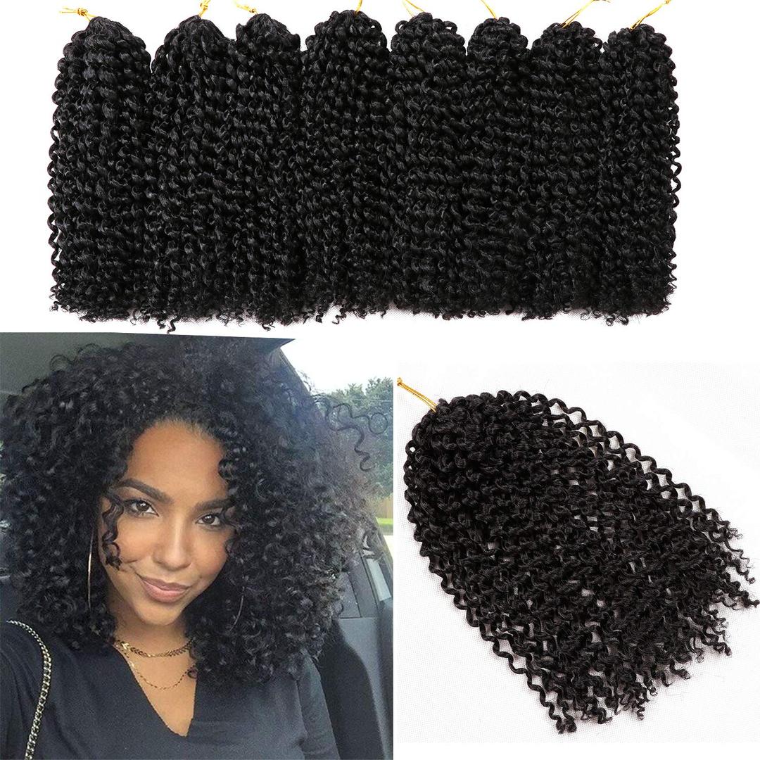 12 Inch Short Passion Twist Hair 8 Bundles Kinky Curly Marlybob Crochet Hair for Black Women (8Bundles12 Inch, 1B#)