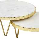 Mud Pie Marble and Gold Edge Riser Set, small 3" x 8" dia | large 4" x 10" dia