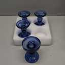 Glass Candle Holder Set of 4, Blue Candlestick Holders for Pillar Candles, 4.5" H, Candle Stand Decorations for Living Room