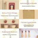 Wooden Kitchen Playsets for Kids, Pretend Play Kitchen with Realistic Clicking Sounds, Gold Faucet, Coffee Maker & Cooking Accessories, Set for Toddlers Boys Girls Age 3+