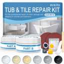 Fiberglass Tub Repair Kit (Color Match), 3.7oz Fiberglass Shower, Porcelain Sink and Acrylic Bathtub Repair Kit, Quick to Fix Cracks, Chips, Dents, Holes on Bath Tub & Toilet, Almond/Biscuit/Bone