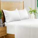 Bampure Viscose from Bamboo Queen Size Sheets - 4 Pc Set - Ultra Soft Cooling Queen Sheets for Hot Sleepers - Oeko-Tex Certified - Deep Pockets (White)