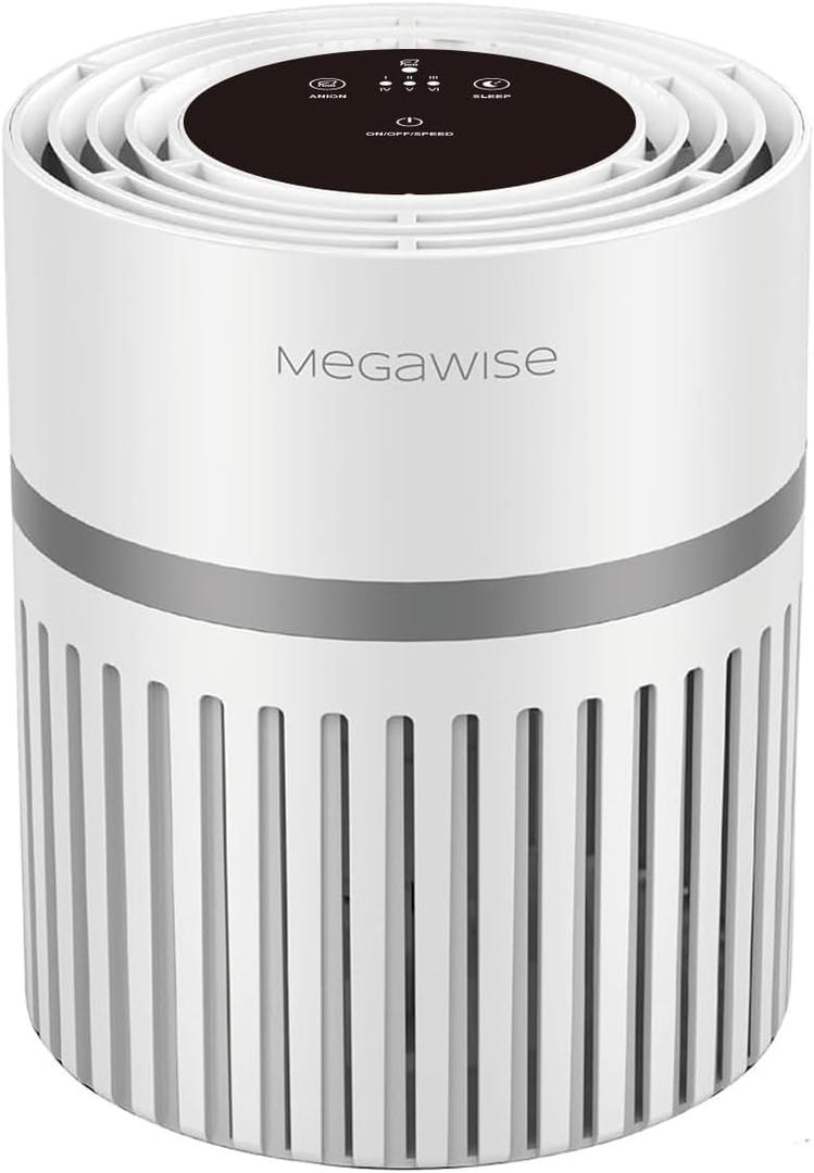 MEGAWISE Air Purifier for Large Rooms Up to 1076 ft², H13 True HEPA Filter, 99.97% 0.3 Micron Filtration, 25dB Quiet, CARB Certified Ozone Free, Portable Air Cleaner for Pets, Bedroom, Office, White