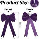 13" Purple Bow Pre-Tied Bow for Christmas Tree, Purple Velvet Ribbon Bow for Wreaths, Tree Toppers Bow, Premade Bow, Gift Bow for Party Favor, Christmas Home Indoor Outdoor Decor-1 Counts