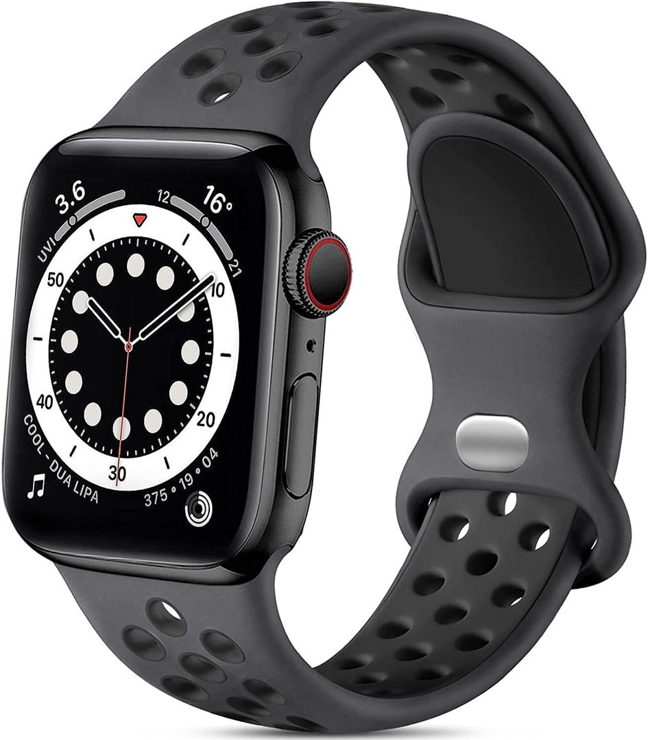 Lerobo Compatible with Apple Watch Band 44mm 45mm Series 10 11 46mm 42mm 49mm Men Women,Soft Silicone Breathable Sport Band Compatible for Apple Watch Ultra SE 3 2 for iWatch Series 9 8 7 6 5 4 3 Black