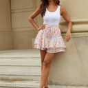 Flowy Shorts for Women Casual Boho Floral Skorts Ruffle Mini Skirts Running Tennis Butterfly Chiffon Shorts (S)