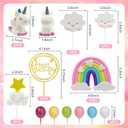 6 x Yisquar Unicorn Cake Decoration 12PCS Rainbow Cakes Topper Unicorn Birthday Cakes with Rainbow Heart Cloud Balloon Happy Birthday Decoration Ball Cupcake Picks for Boys Girls Party Baby Shower