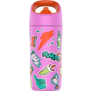 Gatorade Kids' Rookie Metal Water Bottle, 12oz, Stainless Steel Bottle, Double-Wall Insulation, Vacuum Insulated, Thermo Mug (Sticker Pink)