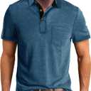 Men's Fashion Polo Shirts Short Sleeve Casual Cotton Golf Shirts Moisture Wicking Polo Shirt with Pocket (3X-Large, Dark Blue)