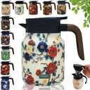 Doresty Tea Pot,Vintage Floral Pattern Tea Pot – Built-In Infuser,Raidley Vintage Floral Pattern Pot,Stainless steel insulated kettle (1000ml)