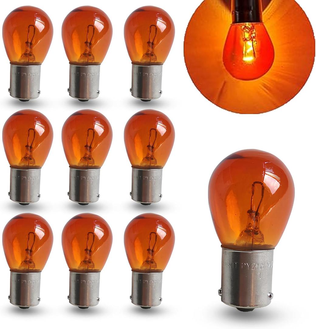 10 PCS Car PY21W S25 12V21W BAU15S Light Bulb, Brake Light Bulb Turn Signal Light Bulb Replacement, Miniature Bulb Mini Bulb Taillight, Replacement for Cars,Trucks,SUVs and Motorcycles (Amber)