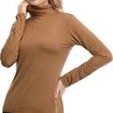 Femdouce Womens Turtleneck Long Sleeve Shirt Lightweight Slim Pullover Basic Undershirts Active Turtle Neck T-Shirts 2 Pack (M)