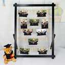 FramePro Freestanding Photo Display Board with Clips, Stable Tabletop Picture Frame Stand Holds 30+ Photos, Graduation Centerpiece Decorations 2026, Wooden Board for Photos, Artworks (Black)